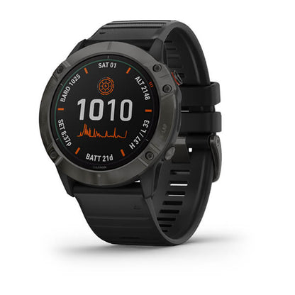 GARMIN Fenix 6X Pro Solar Edition EMEA, Titanium Carbon Grey DLC with Black Band GPS watch