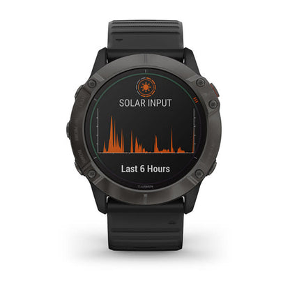 GARMIN Fenix 6X Pro Solar Edition EMEA, Titanium Carbon Grey DLC with Black Band GPS watch