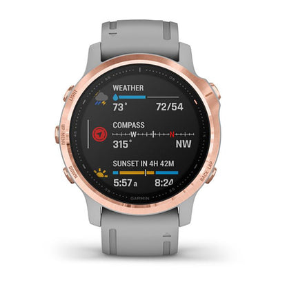 GARMIN Fenix® 6S Pro and Sapphire Edition Rose Gold Tone with Powder Grey Band GPS Watch