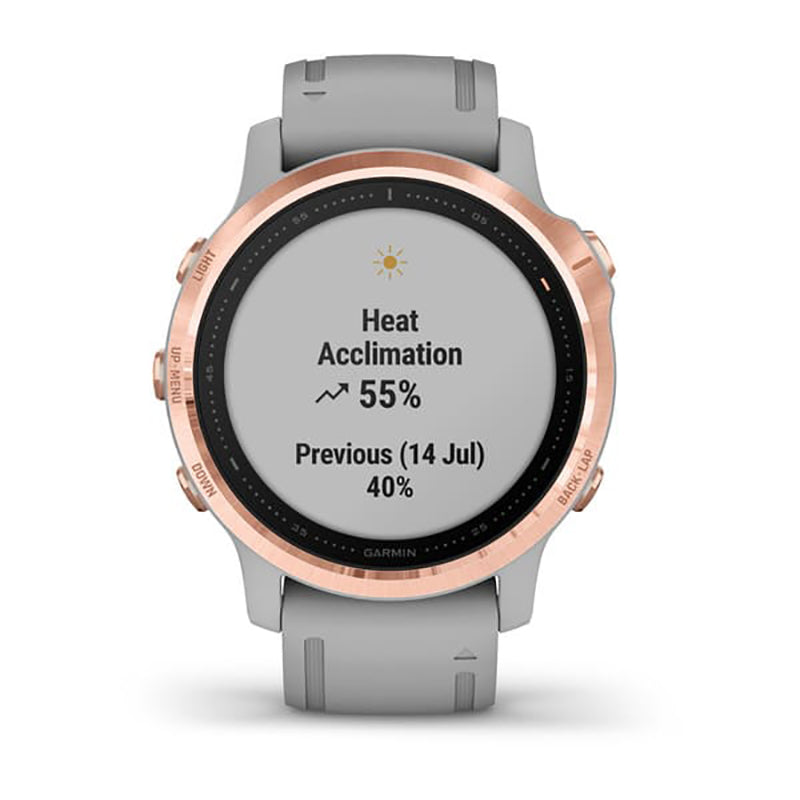 GARMIN Fenix® 6S Pro and Sapphire Edition Rose Gold Tone with Powder Grey Band GPS Watch