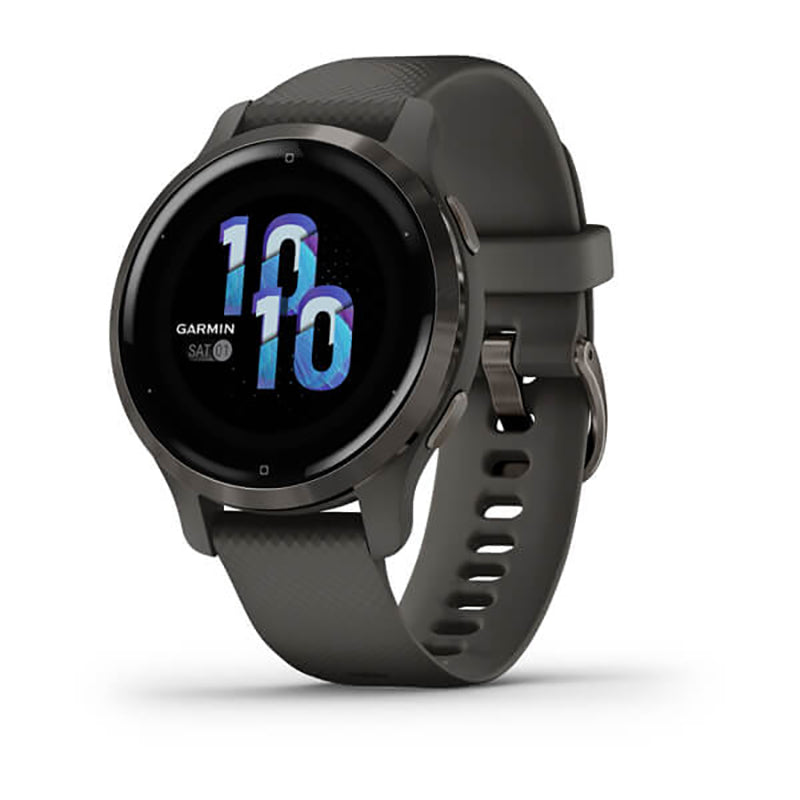 GARMIN Venu 2S Slate Stainless Steel Bezel with Graphite Case and Silicone Band