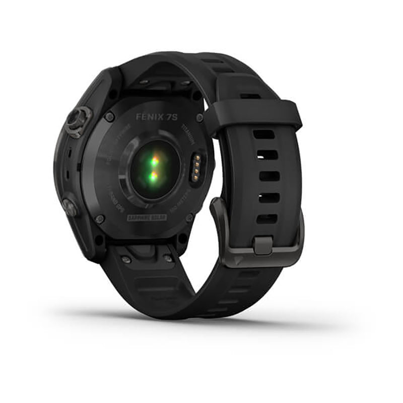GARMIN Fenix® 7S Sapphire Solar Edition, EMEA, Carbon Grey DLC Titanium with Black Band Watch