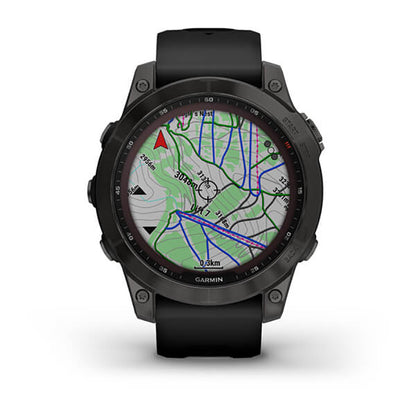GARMIN Fenix® 7 Sapphire Solar Edition, EMEA, Carbon Grey DLC Titanium with Black Band GPS Watch