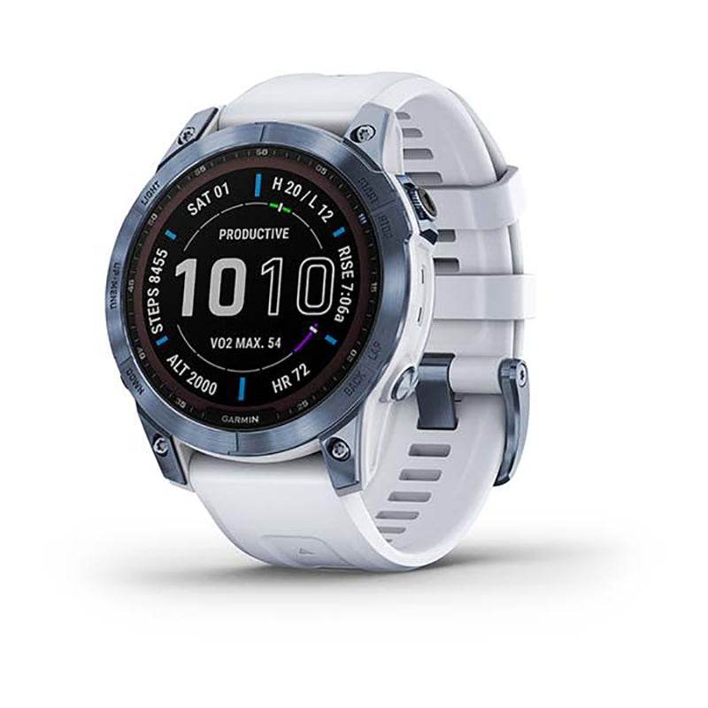 GARMIN Fenix® 7 Sapphire Solar Edition, EMEA, Mineral Blue DLC Titanium with Whitestone Band GPS Watch
