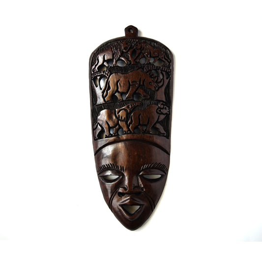 Wooden Lady Mask Black Wall Mount-Wall Decor -20 Inches Height
