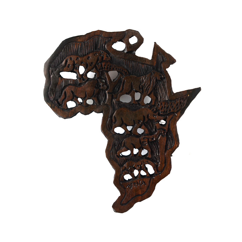 Wooden Africa Continent Wall Mount-Wall Decor -13 Inches Height