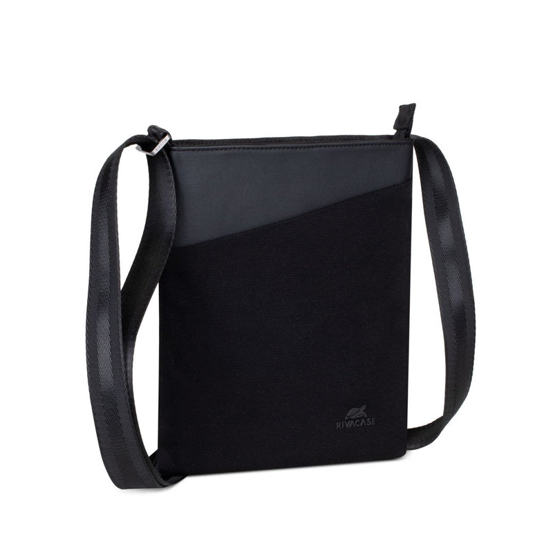 RivaCase 8509 Black Canvas Crossbody Bag 8"