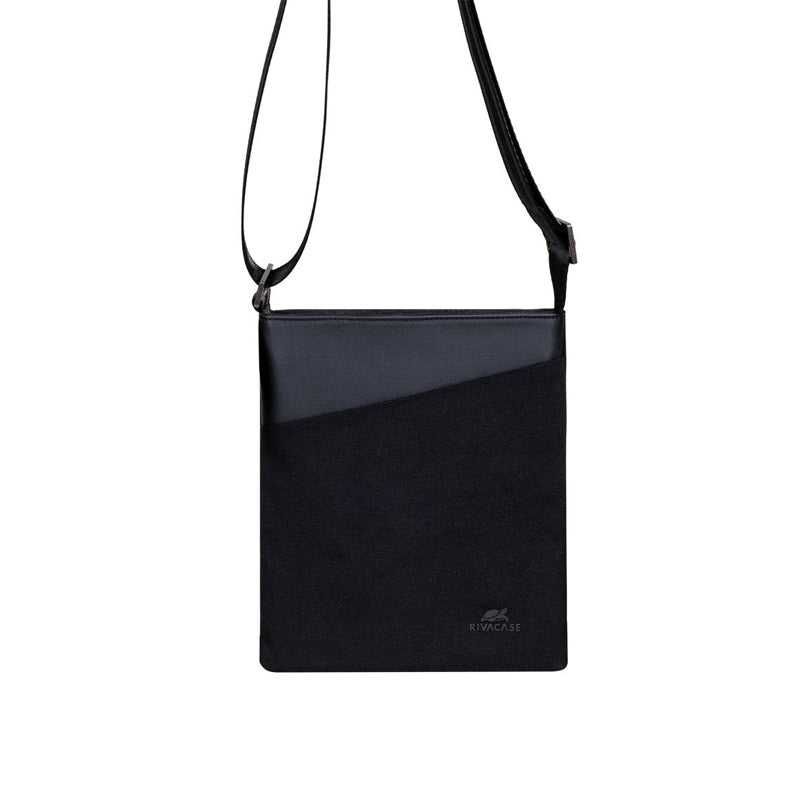 RivaCase 8509 Black Canvas Crossbody Bag 8"