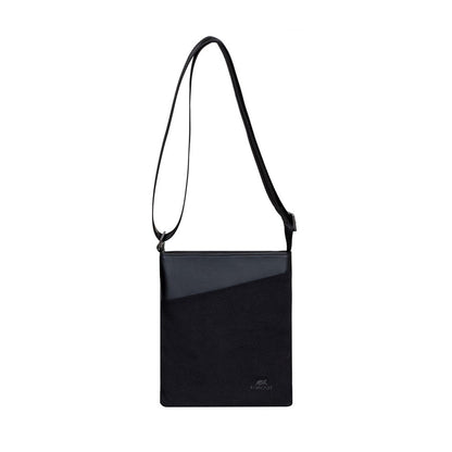 RivaCase 8509 Black Canvas Crossbody Bag 8"