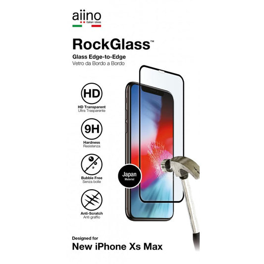 Aiino -  Edge-to-Edge RockGlass iPhone XS Max (2018) - Premium - Black,AISPAP1865-GLSBK-APR,iPhone XS Max 2018 Premium Black