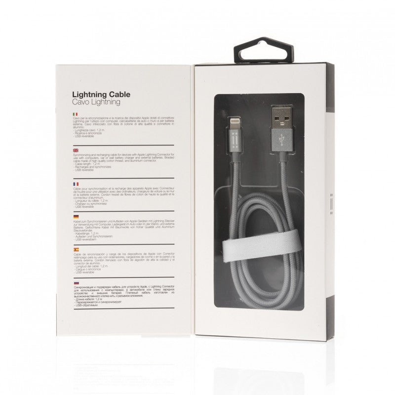 Aiino Apple Woven Lightning Cable Metal 1.2m -Space Grey