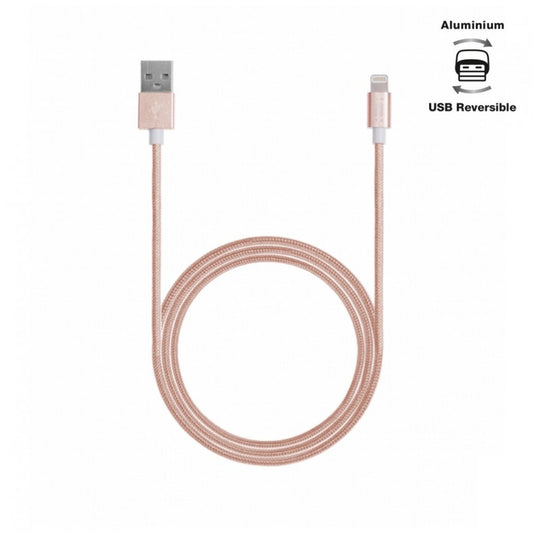 Aiino,Apple,Woven,Lightning Cable,Metal,1.2 m,Rose Gold,Cables and Connectors