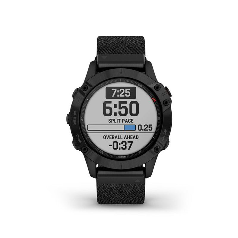 GARMIN Fenix 6 Sapphire Black DLC With Heathered Black Nylon Band