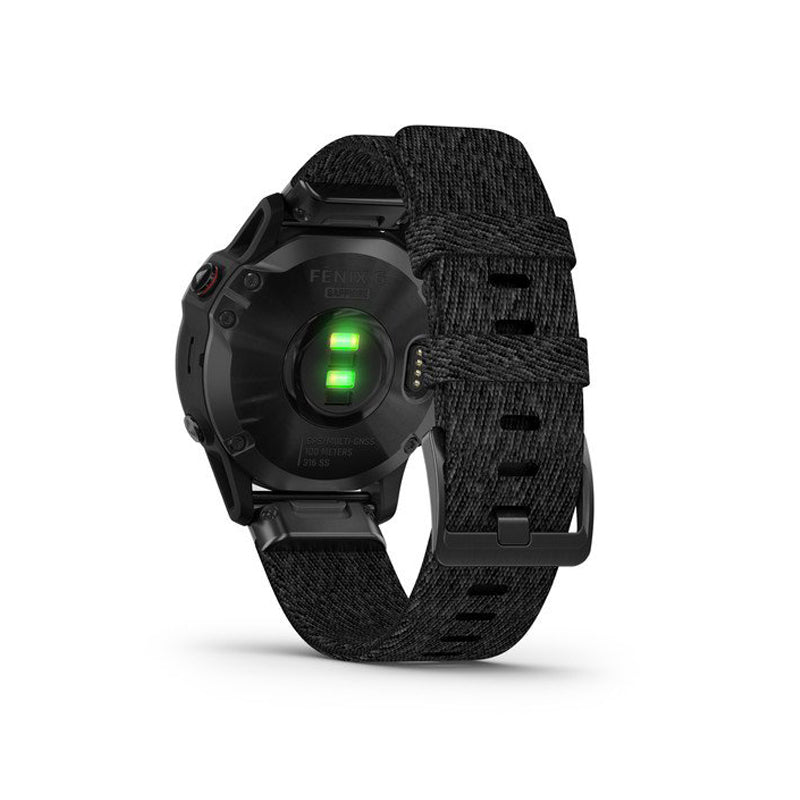 GARMIN Fenix 6 Sapphire Black DLC With Heathered Black Nylon Band