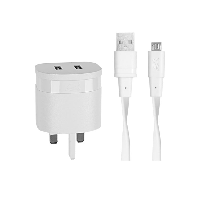 RivaCase RivaPower VA4422 WD1 Wall Charger UK Plug White 2,4A/2USB, With Micro USB Cable