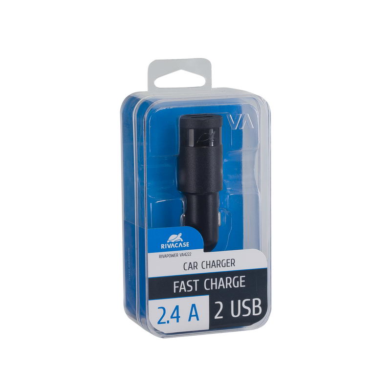 car charger black 2,4A/ 2USB, 12/96