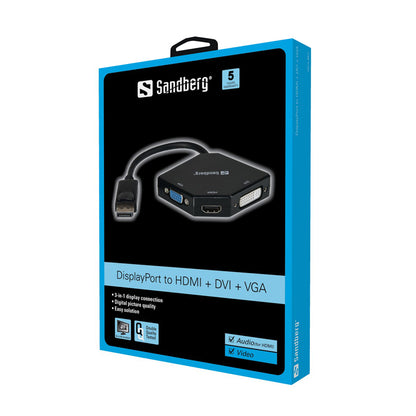 Sandberg Adapter DP to HDMI + DVI + VGA