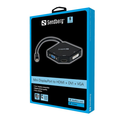Sandberg Adapter MiniDP to HDMI+DVI+VGA