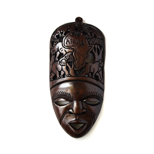 Wooden Lady Mask Black Wall Mount-Wall Decor -20 Inches Height