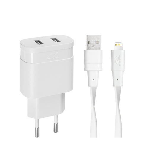 RivaCase VA4125 WD2 EN Wall Charger (2 USB /3.4 A), with MFi Lightning Cable